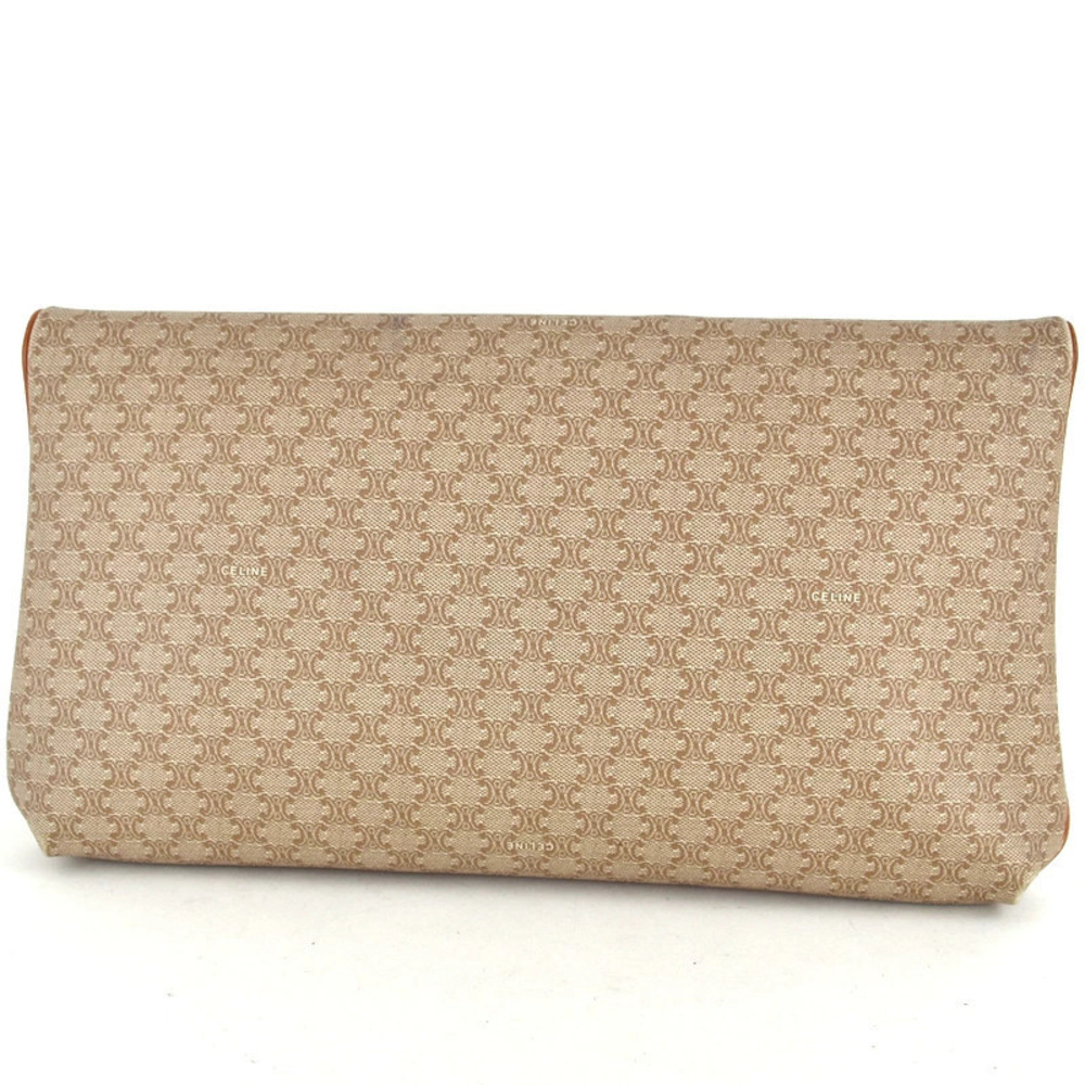 Celine Clutch Brown One Shoulder Leather Beige Bag Macadam Brown Tan